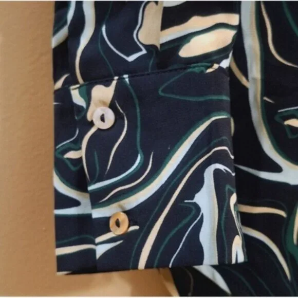 NASTY GAL Abstract Print 2 Piece Set Suit  Button Shirt Wide Leg Pant Sz M - Picture 2 of 11
